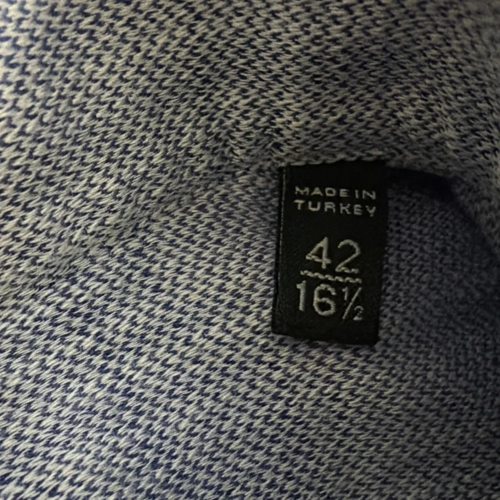 Ermengildo Zegna Men's 42-16.5‎ Long Sleeve Blue Lightweight Cotton Button Up
